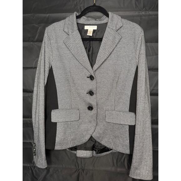 Kenar Women's Black/Grey Knit Blazer Jacket Large Tailored Career/Office/Work - Picture 1 of 7